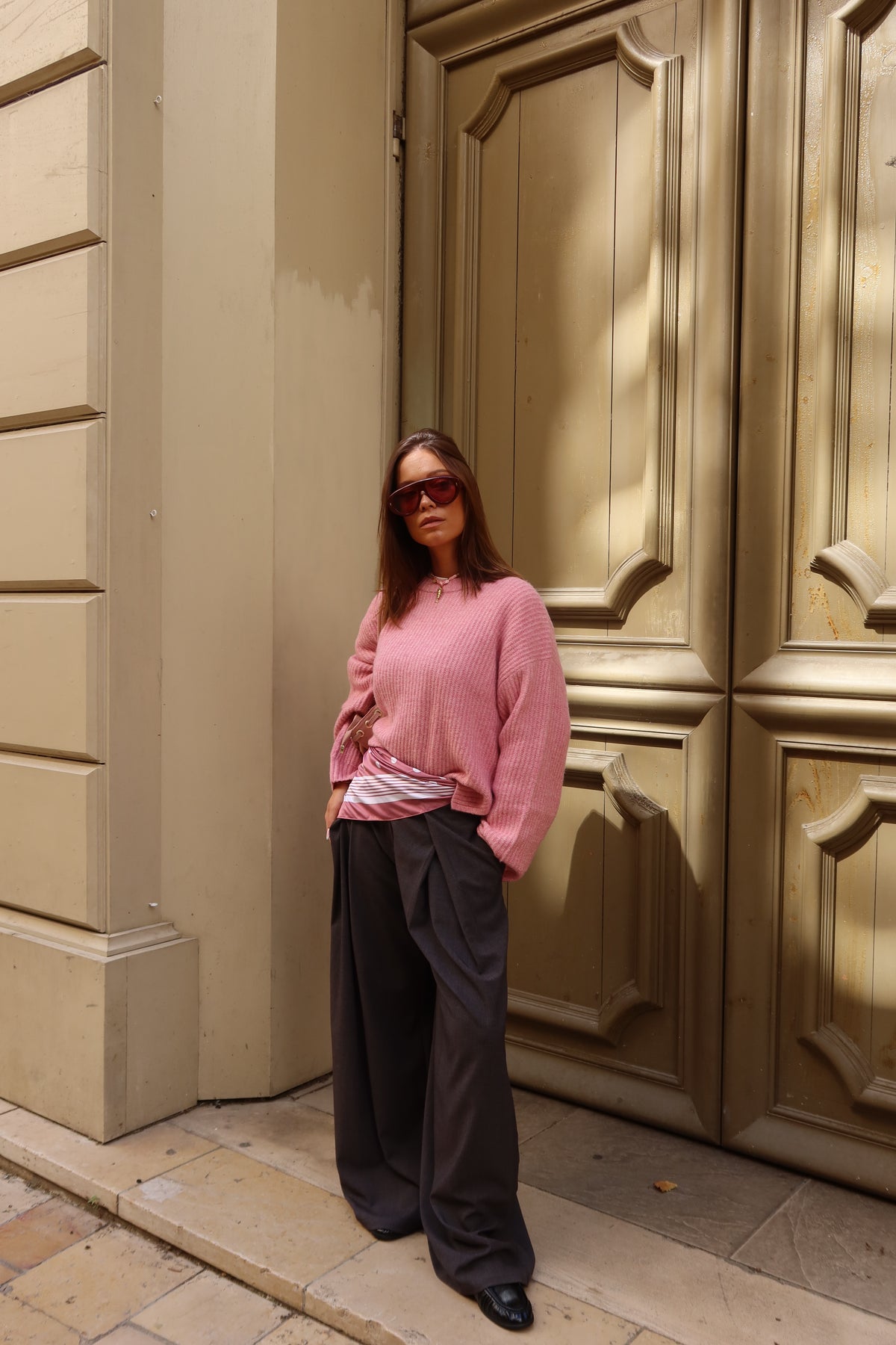 Pantalon baggy gris Mélanie femme