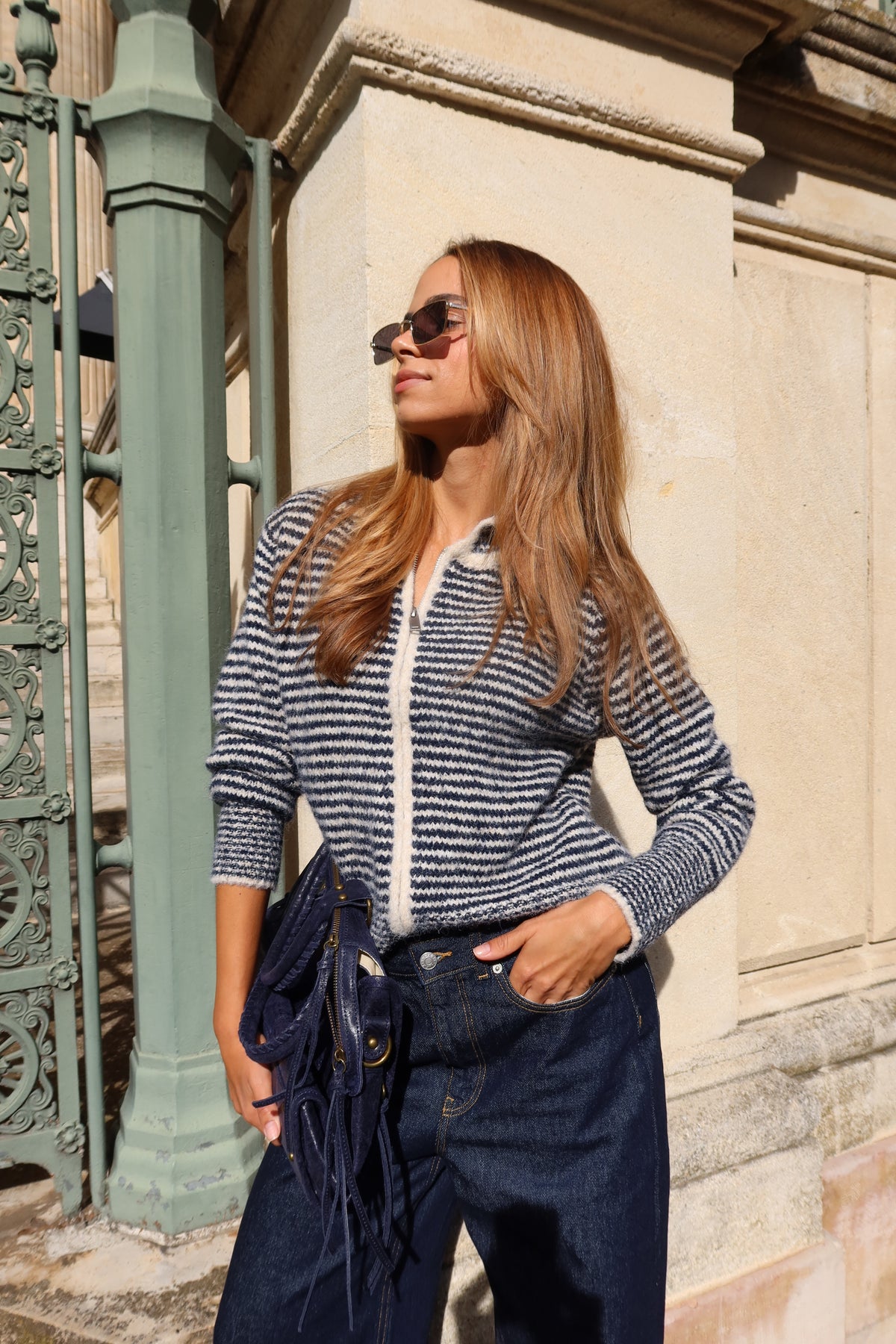 Gilet en laine à rayures