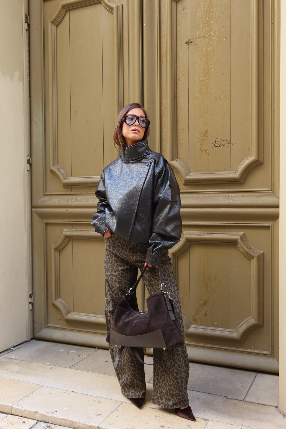 Veste similicuir choco Clara