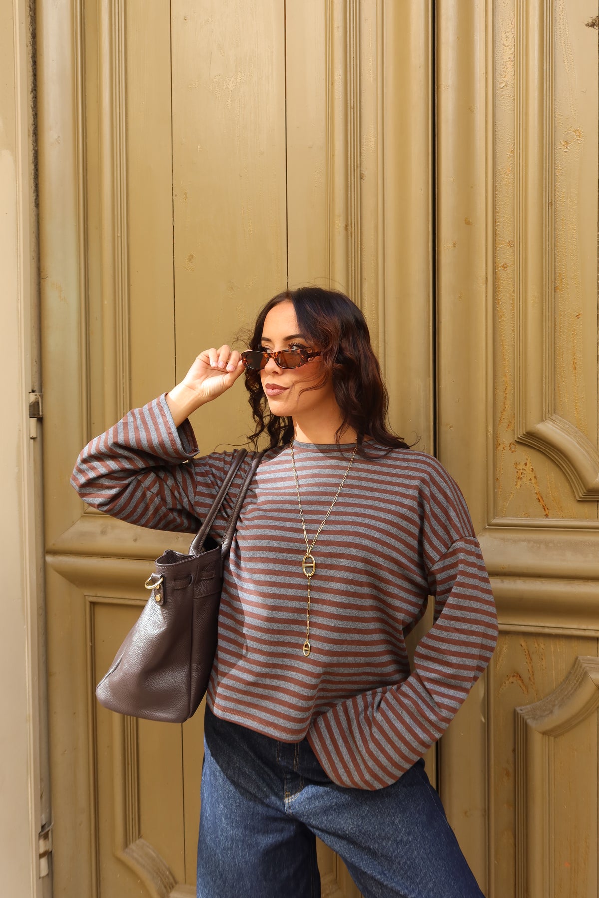 Top rayé à manches longues Celia femme