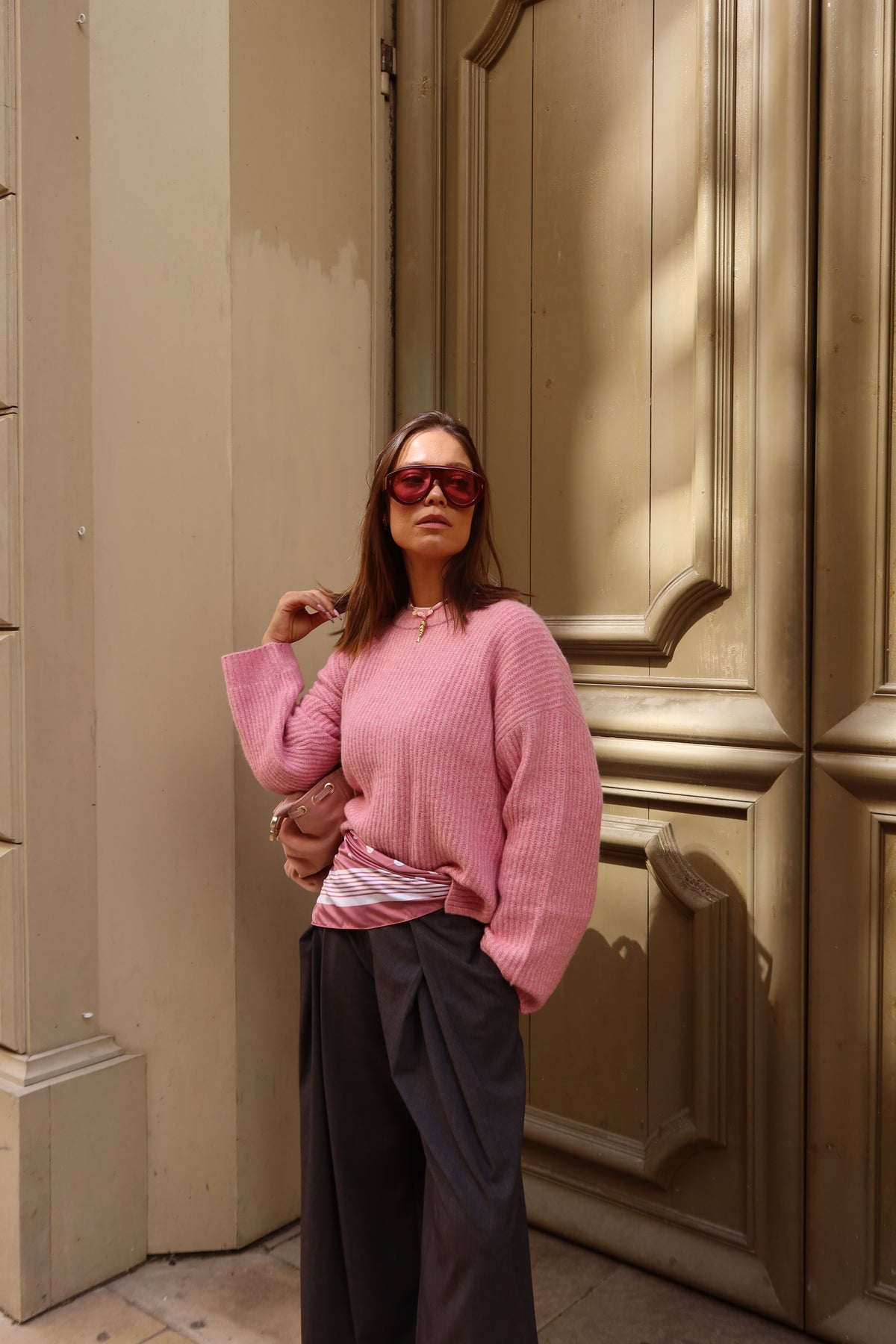 Pull maille rose Lila
