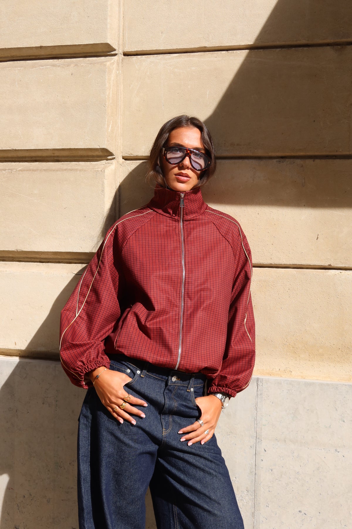 Veste bomber à carreaux