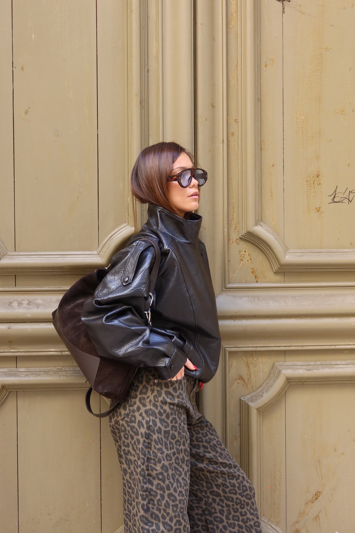 Veste similicuir choco Clara