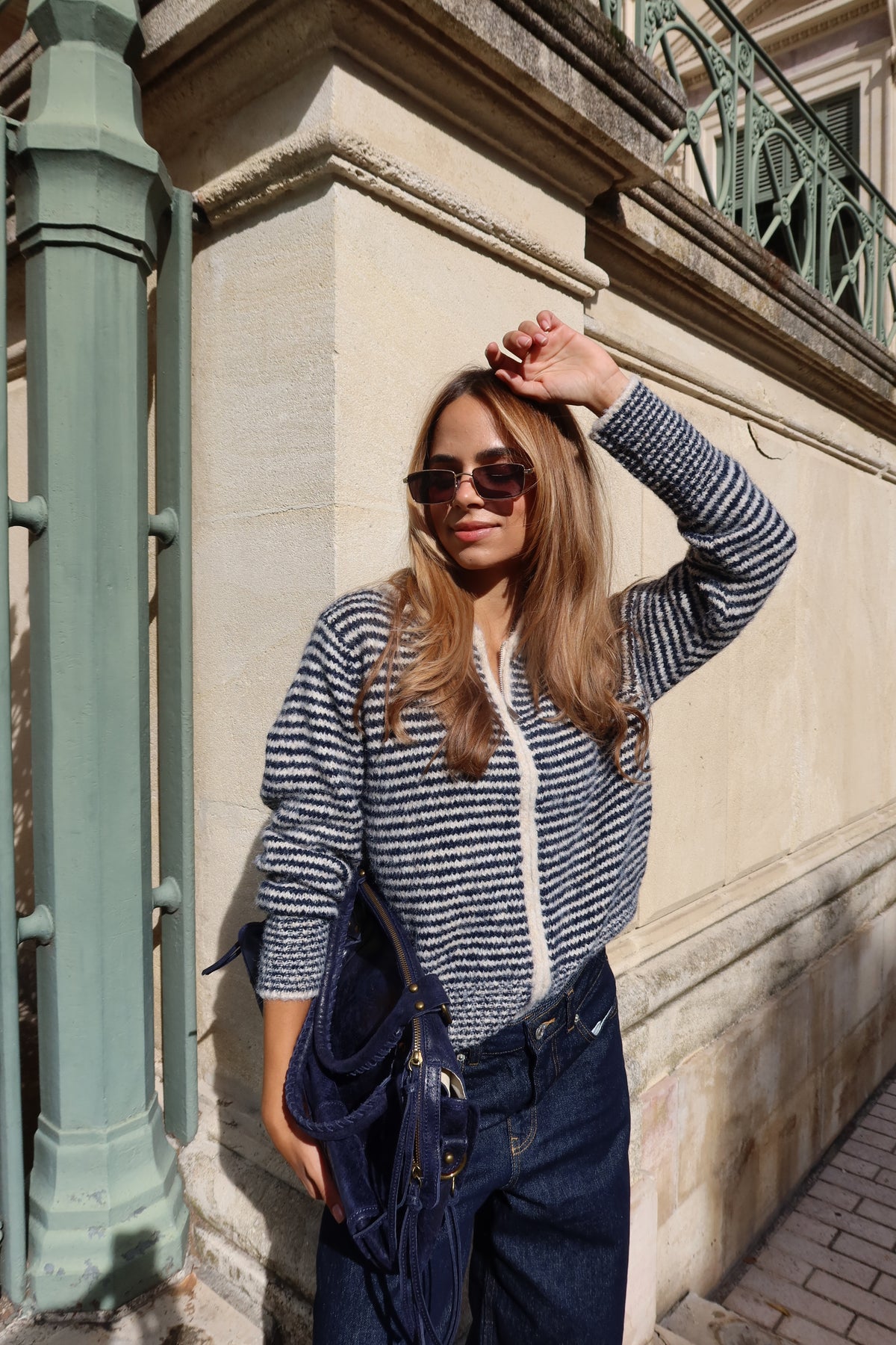 Gilet en laine à rayures