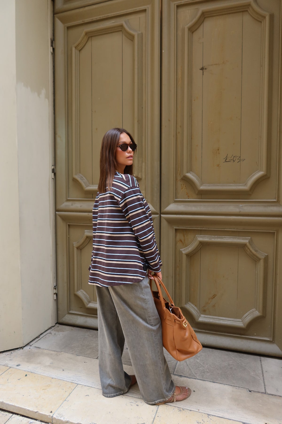 Top Noémie oversize crop à rayures manches longues femme - After Summer