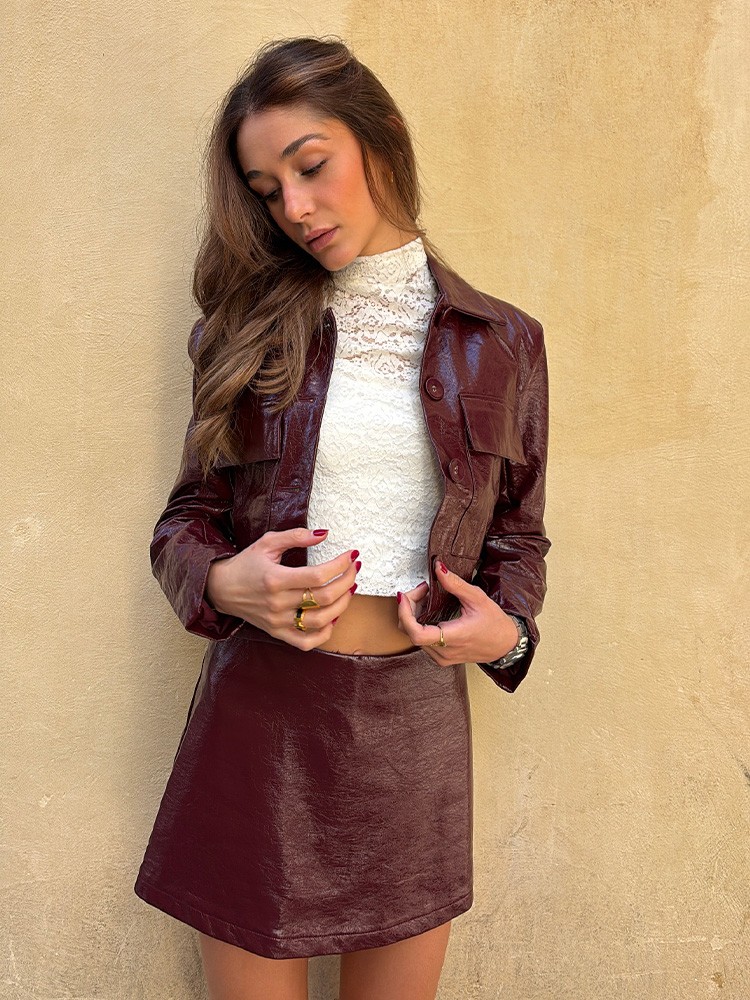 Veste vinyle bordeaux Agathe | French Retailers