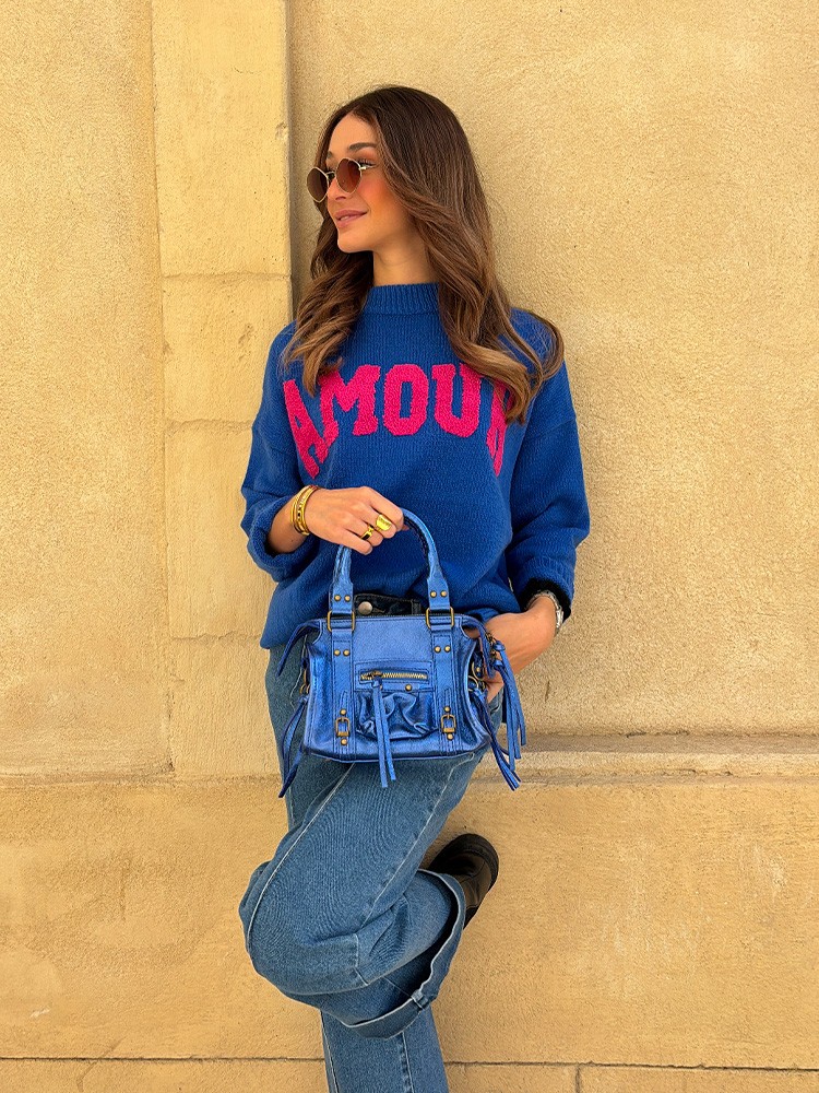 Pull Amour bleu & rose | French Retailers