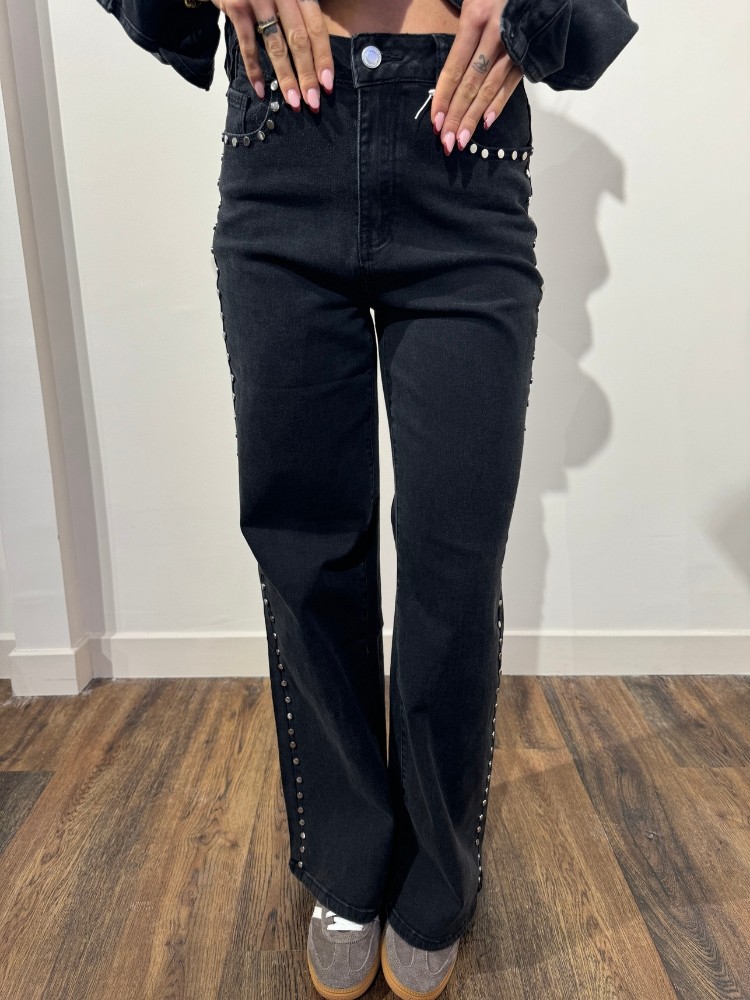 Pantalon en jean noir à clous - French Retailers