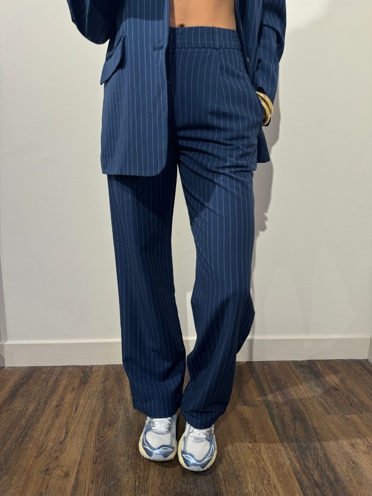 Pantalon de costume bleu à rayures - French Retailers