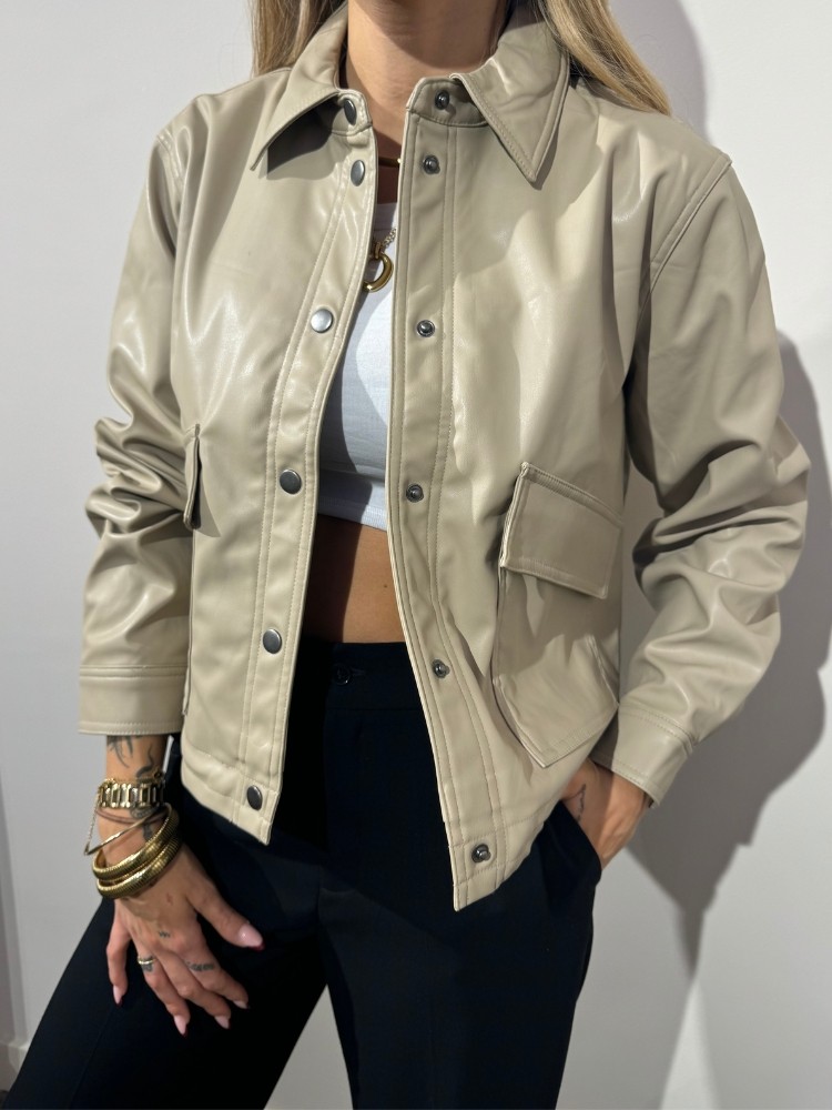 Veste en similicuir beige - French Retailers