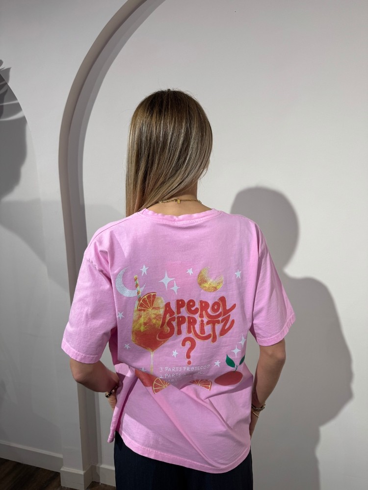 T-shirt rose avec écriture "Apérol" - French Retailers