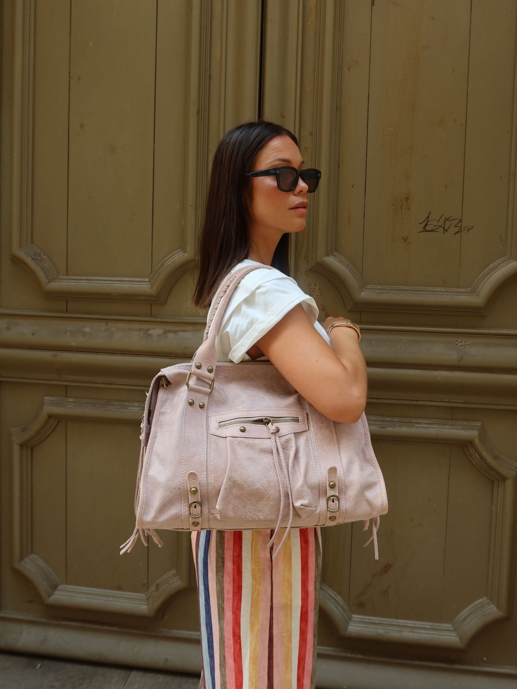 Sac en cuir Star rose pale - Sunset collection