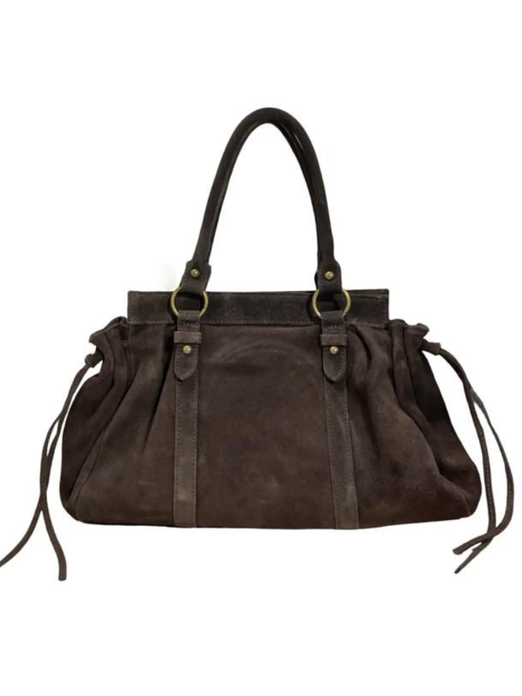 Sac en cuir suédine Léa kaki - Sunset collection