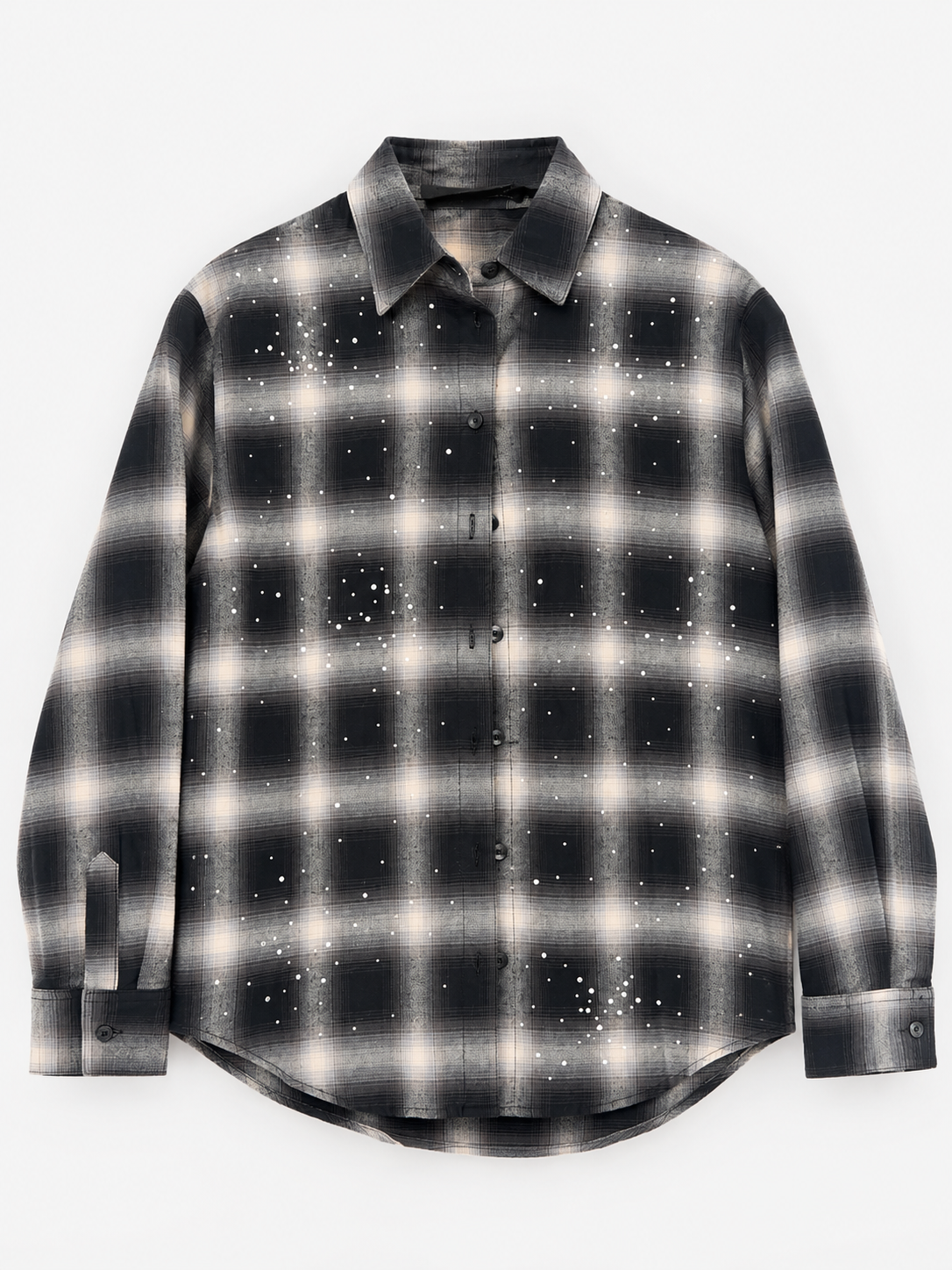 Chemise à carreaux & détails strass – Noir