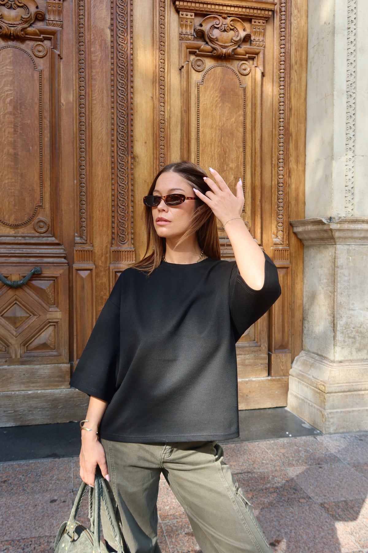 T-shirt oversize dos nu cœur strass femme