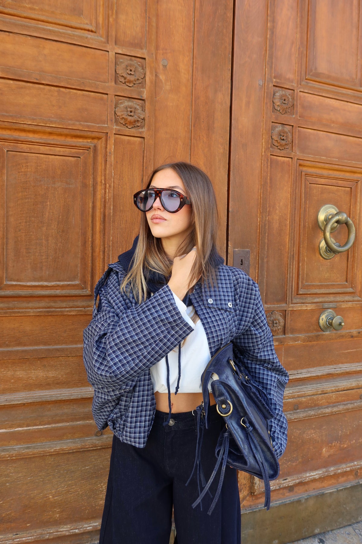 Veste à carreaux bleu