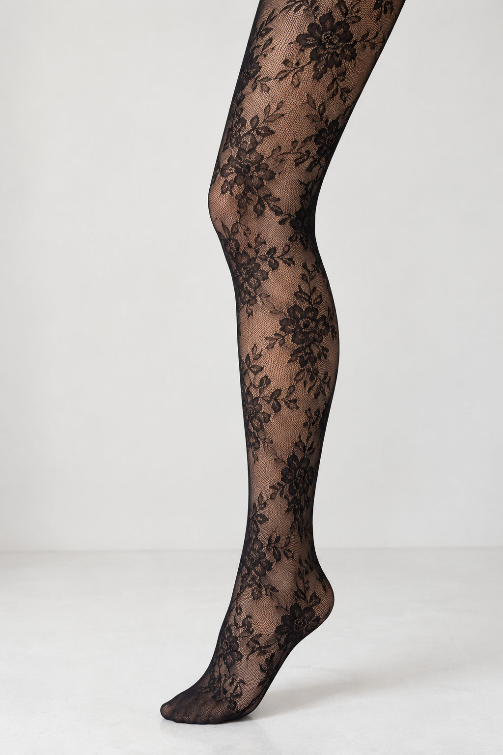 Collant dentelle florale noir
