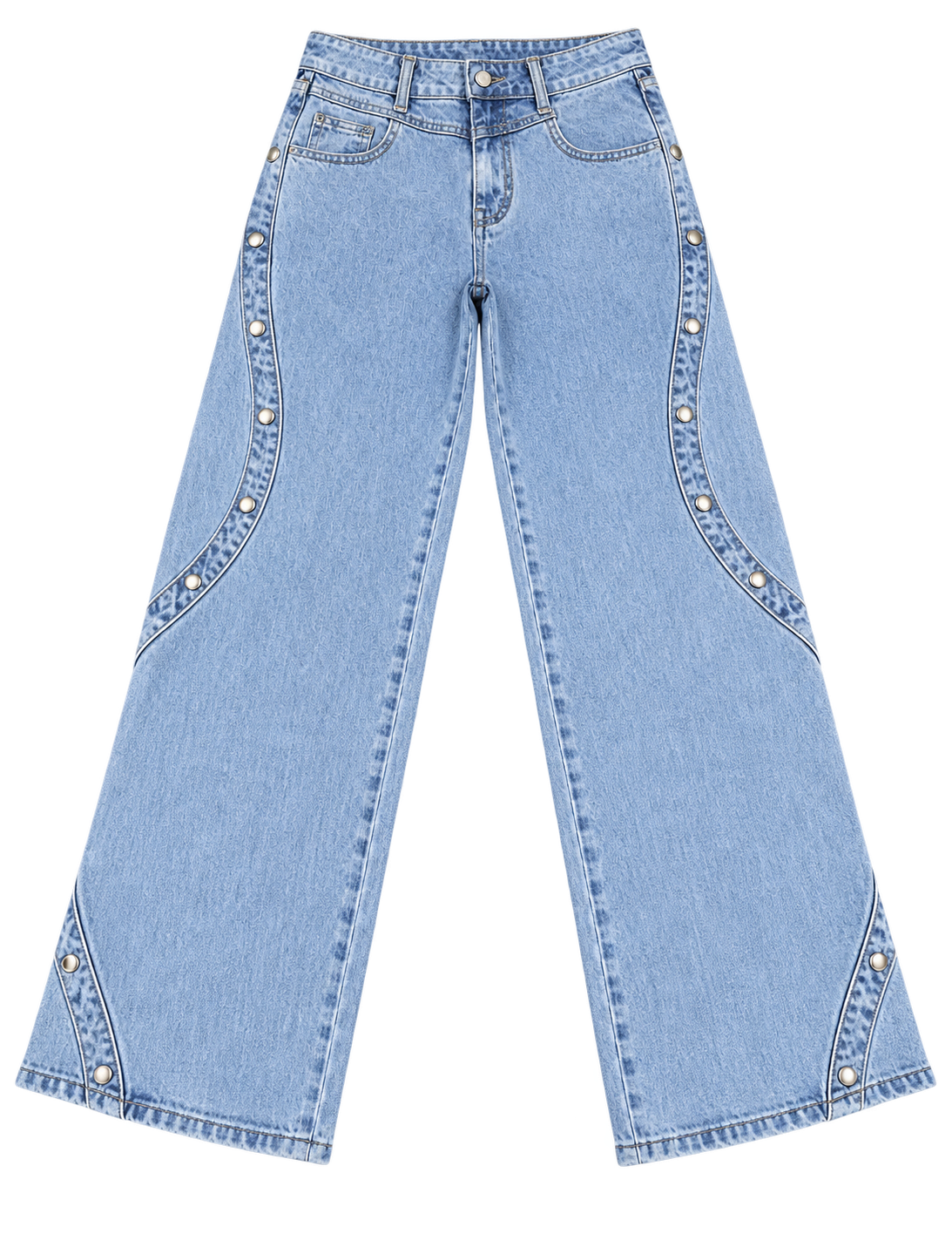 Jean Maëlys wide leg à boutons pression – Bleu clair
