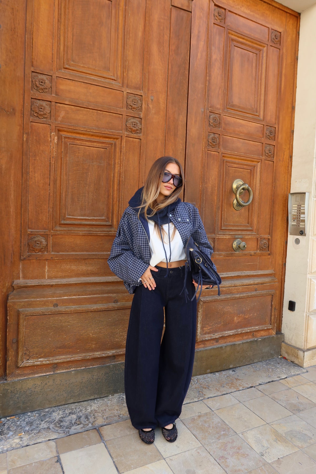 Veste à carreaux bleu
