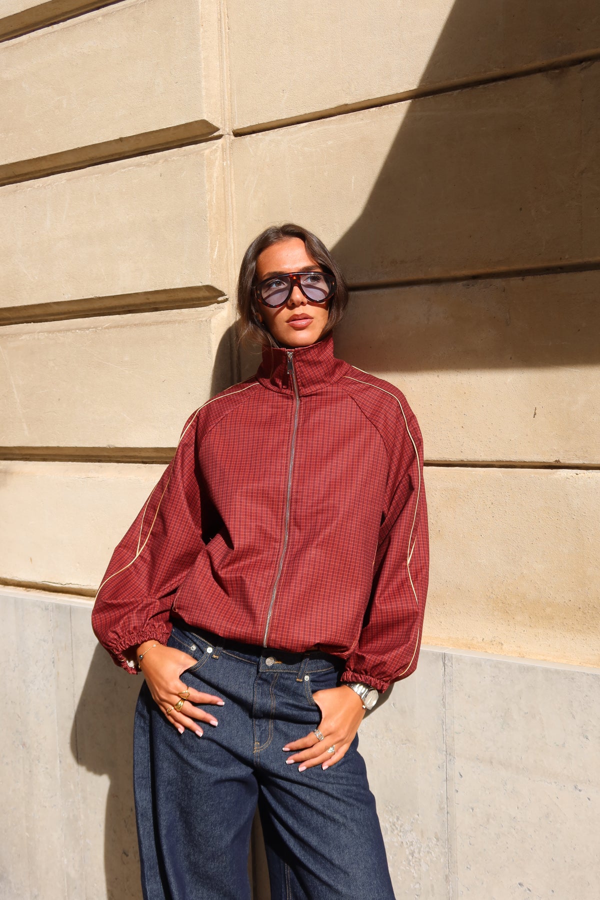 Veste bomber à carreaux