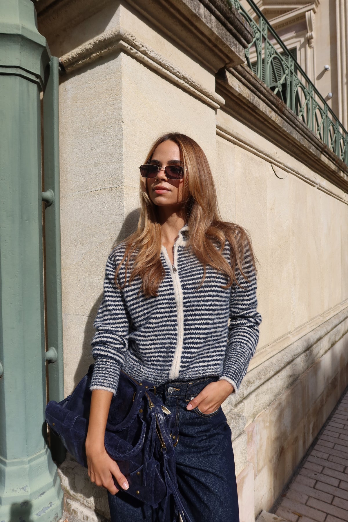Gilet en laine à rayures