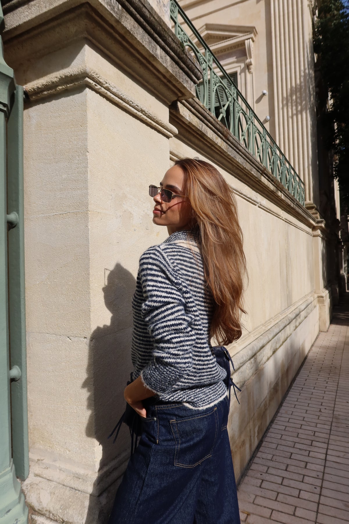 Gilet en laine à rayures
