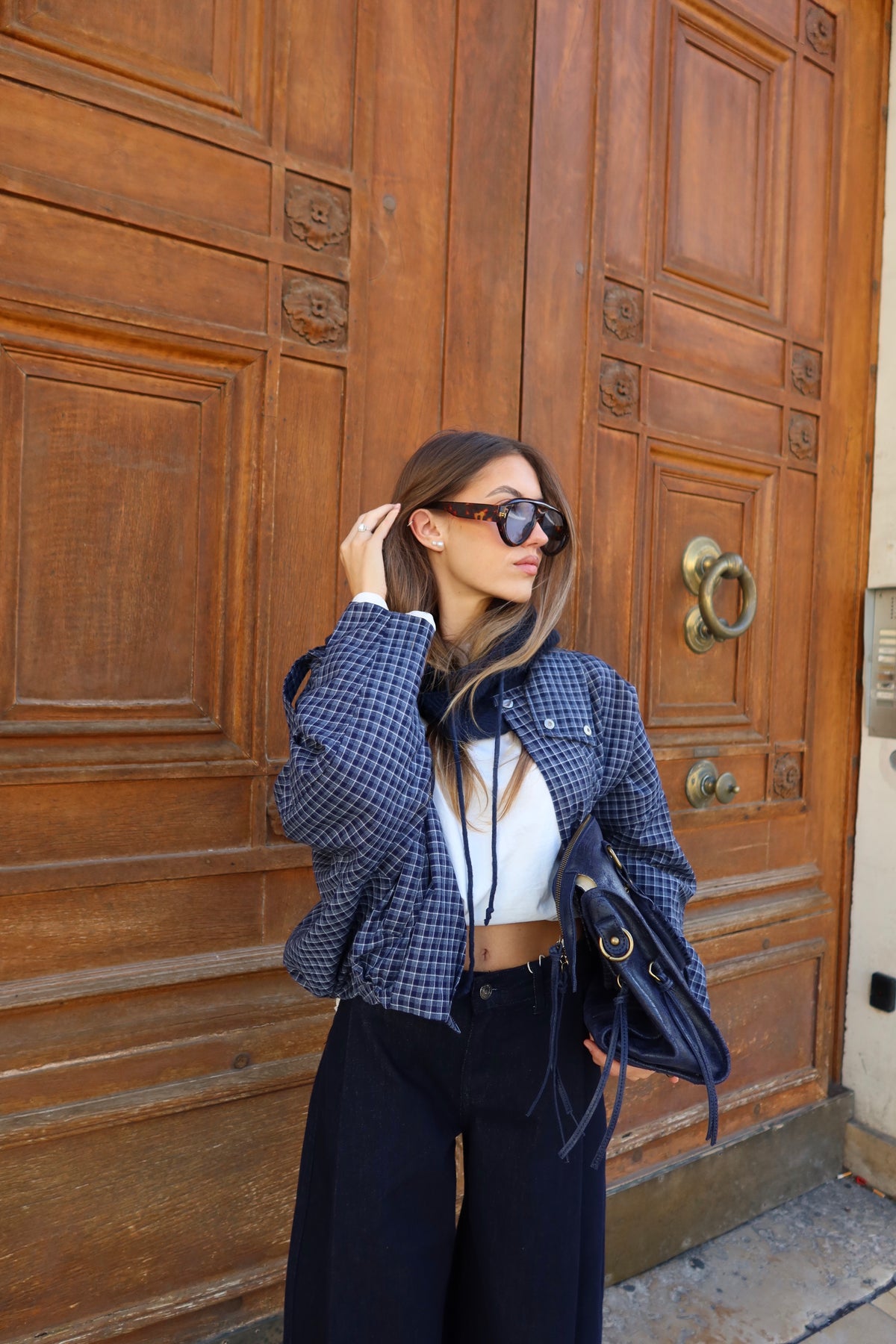Veste à carreaux bleu