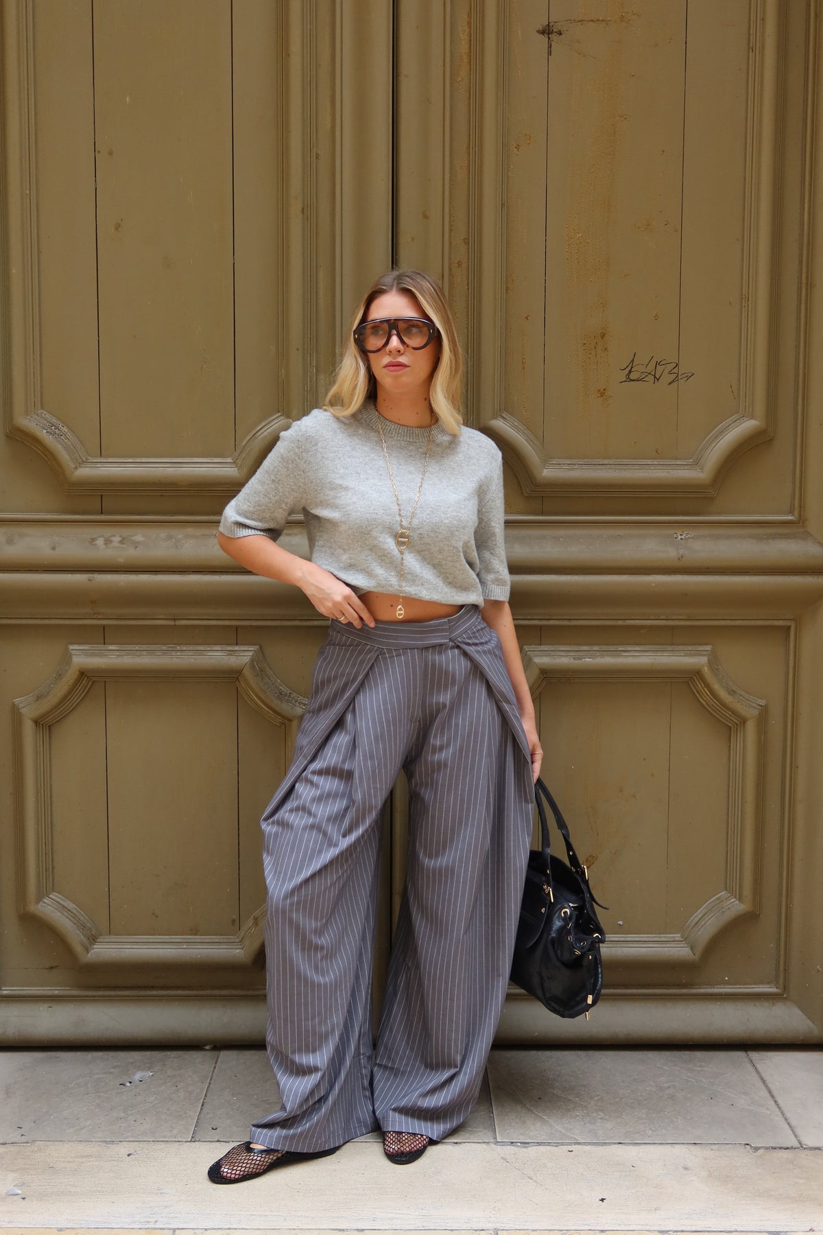 Pantalon pince à rayures