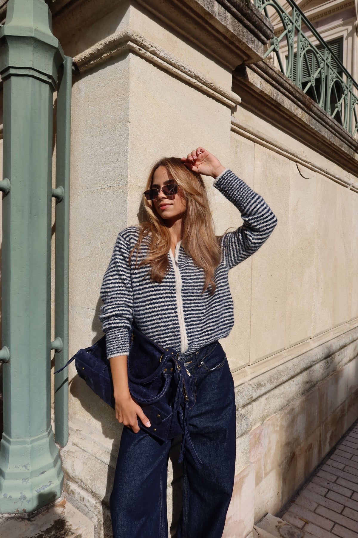 Gilet en laine à rayures