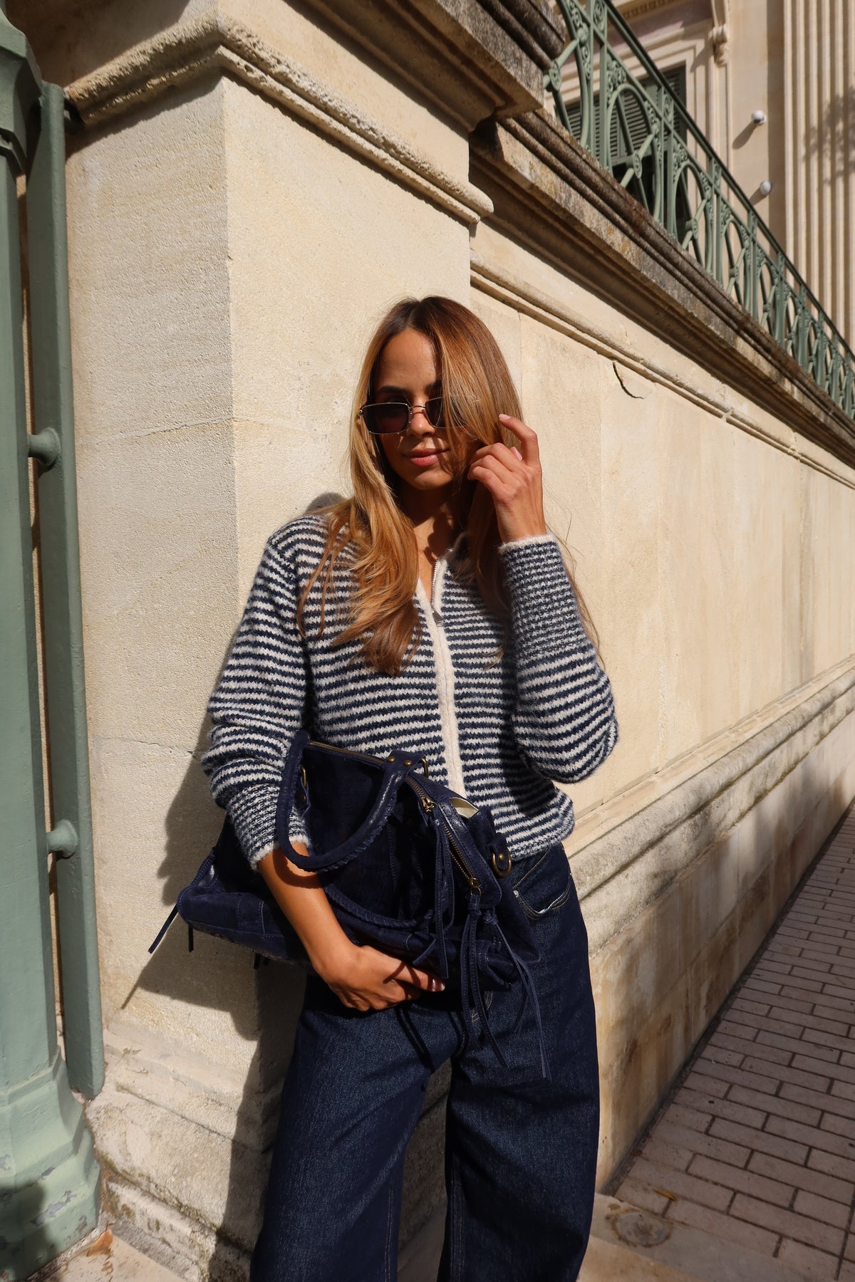 Gilet en laine à rayures