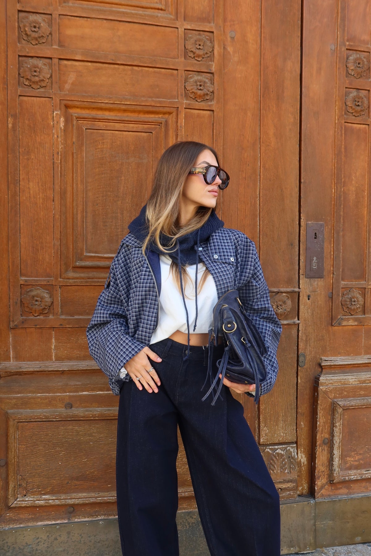 Veste à carreaux bleu