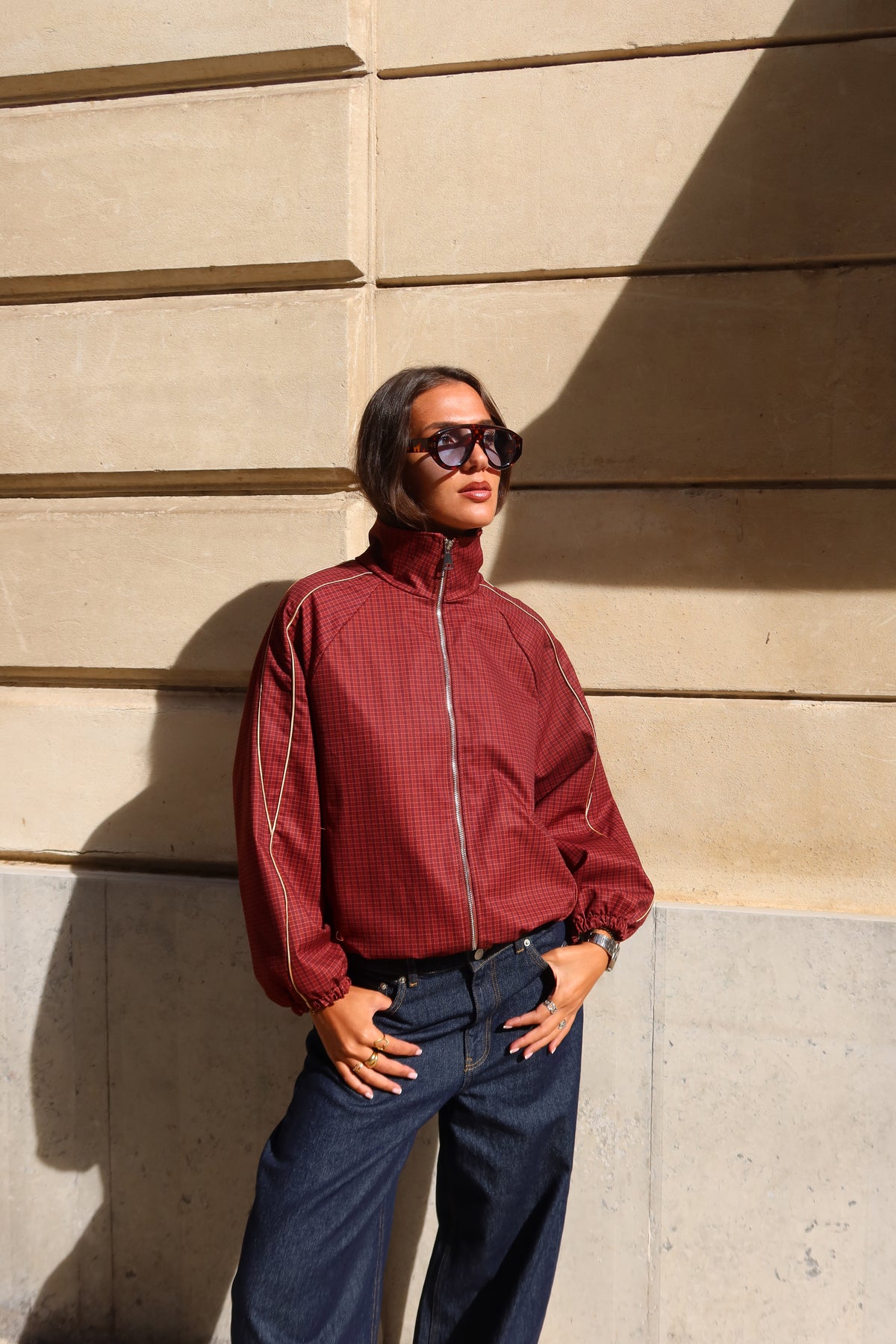 Veste bomber à carreaux