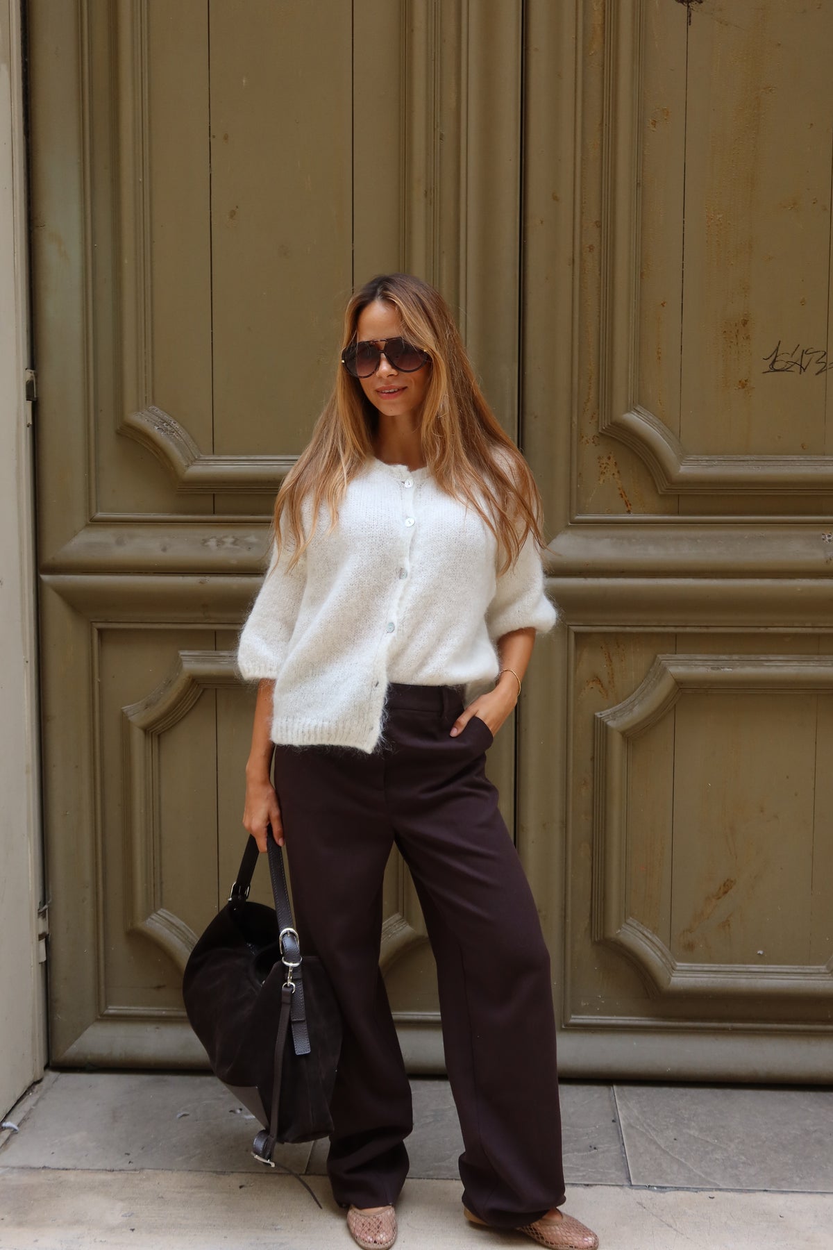 Pantalon tailleur choco