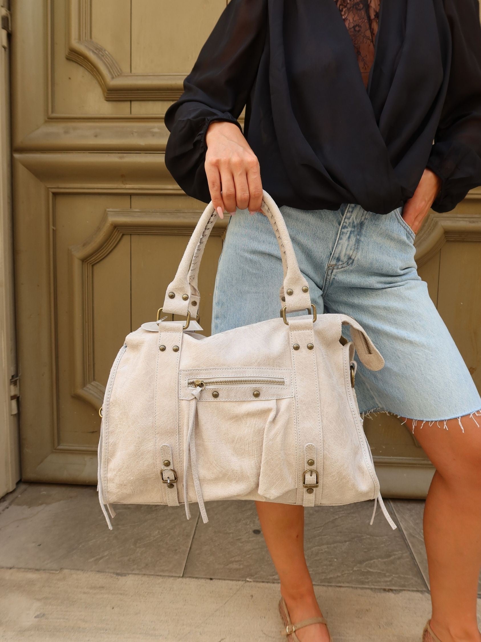 Sac en cuir Star blanc - Sunset collection
