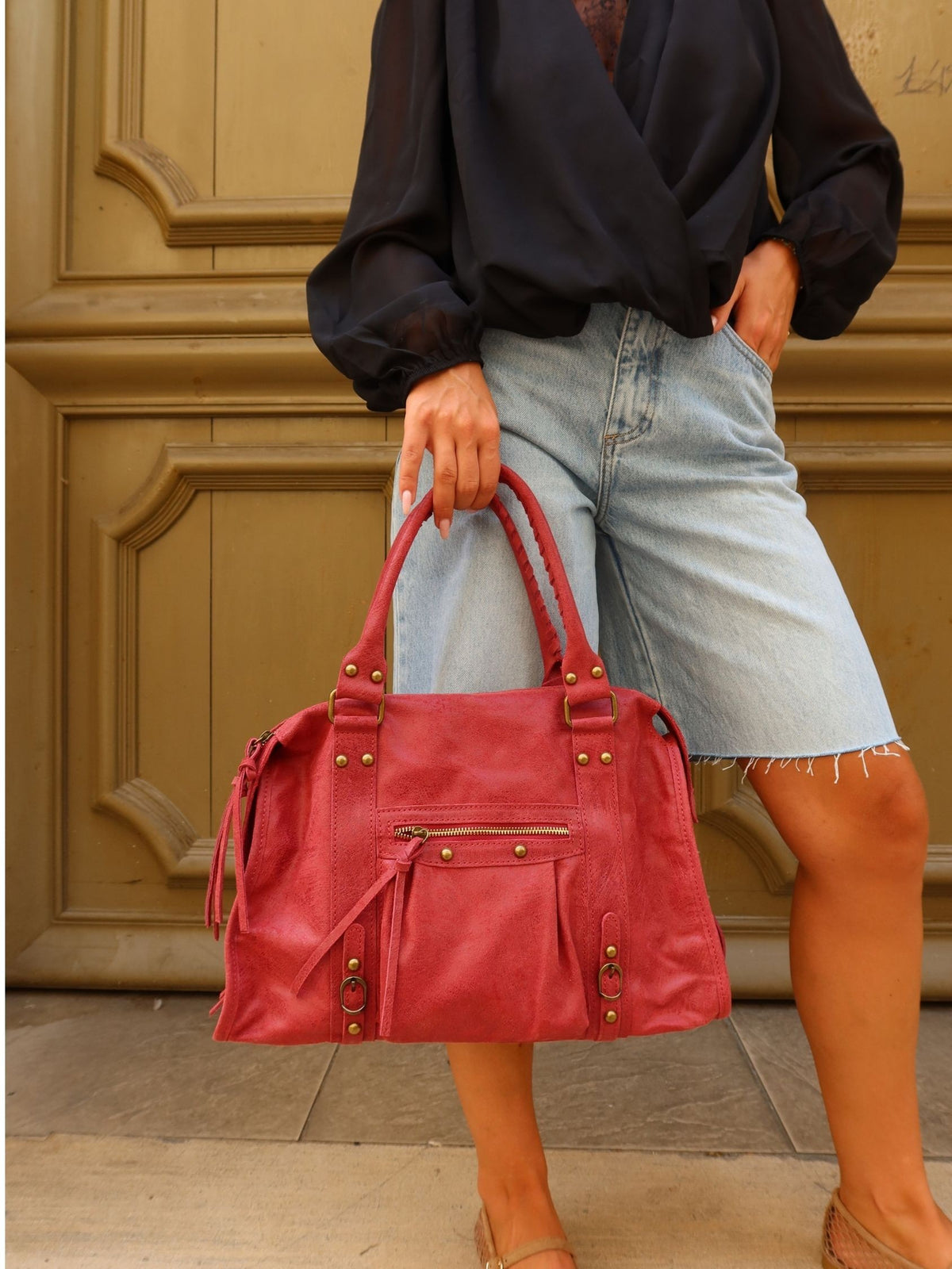 Sac en cuir Star rouge - Sunset collection